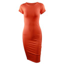 Knitted Cotton Long Autumn Dress Women Fashion O-Neck Short Sleeve Office Ladies Winter Dress Casual Pencil Vestidos Party Robe