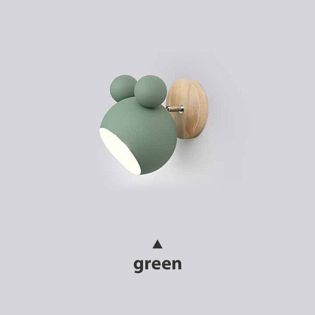 Nordic Wooden Wall Lamps Cute Cartoon Styling Coloful Wall Sconces Kitchen Restaurant Macaroon Decorative Bedside Lamp E27