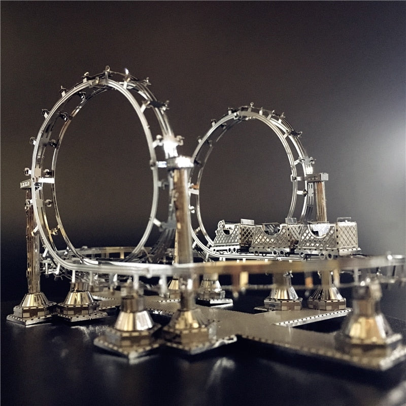 MMZ MODEL NANYUAN 3D Metal Assembly Model ROLLER COASTER Amusement Facilities Puzzle Originality Collection Playground toys gift