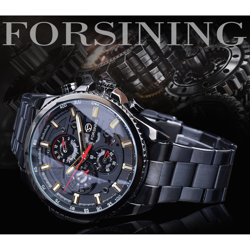 Forsining 2019 3 Dial Calendar Multifunction Military Luminous Hand Mens Mechanical Sport Automatic Wrist Watch Top Brand Luxury