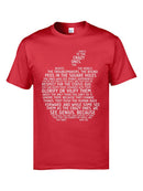 Wordcloud Apple Typography Letter Tshirts Text Crewneck 100% Cotton Man Tops T Shirt Language Quotes Tshirts For Men