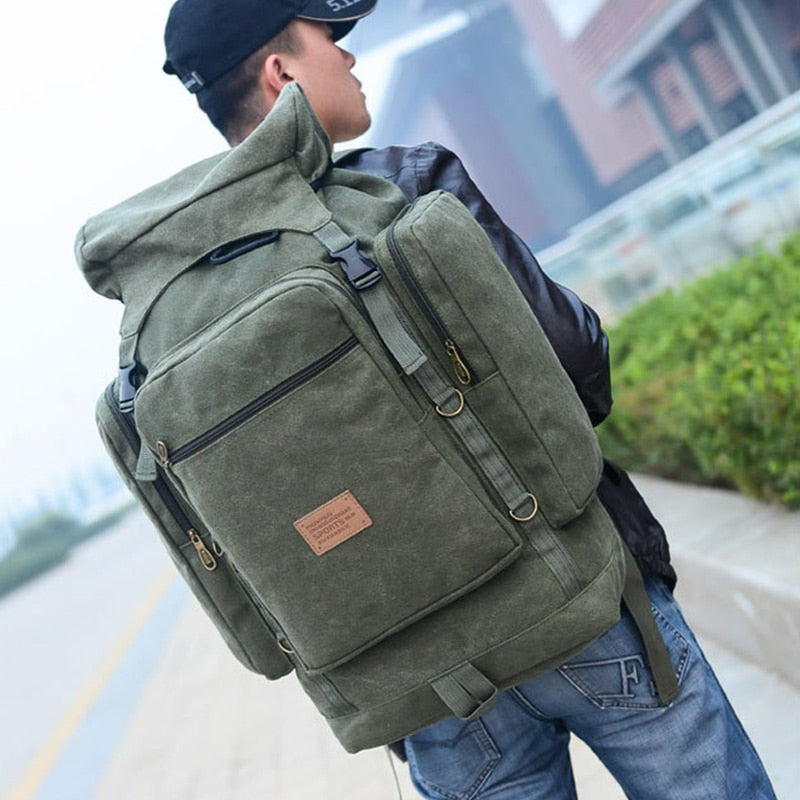 60L 80L Men Military Bag Tactical Backpack Canvas Army Bag Large Travel Camping Hiking Mountaineering Outdoor Sport Bag XA106D