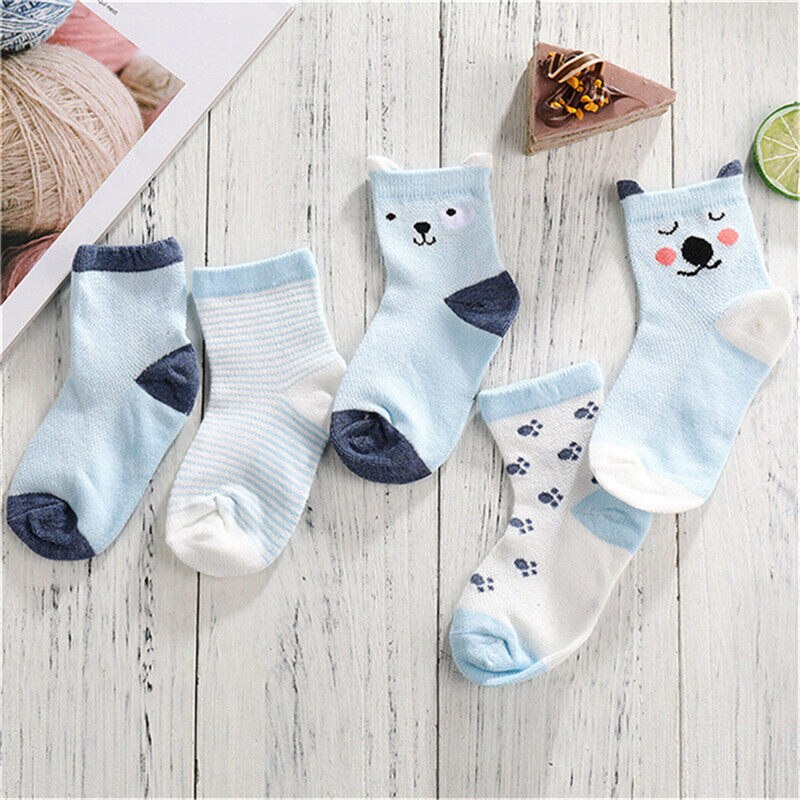 5 Paar/Los Baumwolle Baby Socken Drucken Schnurrbart Mädchen Jungen Kinder Socken Frühling Herbst Säuglingskleinkind Kinder Socken Für 1-3 Jahr