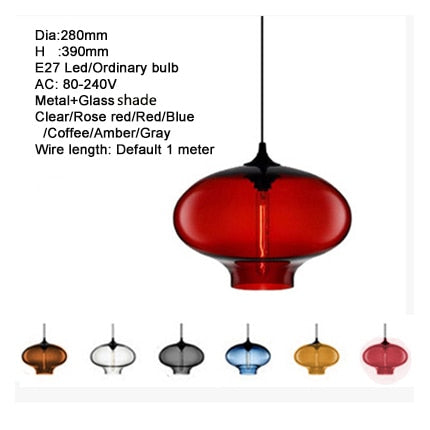 Nordic modern colorful glass bowl pendant lights E27 loft hanging lamps for kitchen living room bedroom restaurant hotel hall