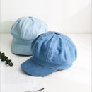 New Women Leisure Octagonal Hat Ladies Denim Beret Hat Cowboy Cap Newsboy Gatsby Cap Octagonal Baker Peaked Beret Driving Hat