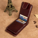 100% Genuine Cow Leather Mini Wallet Coffee RFID Blocking Card Holder ID Card Case R-8121Q