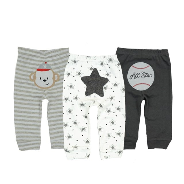 3/6 Pieces Baby Trousers Cotton Autumn Cartoon Animal Print Leggings Boys Girls Long Baby Pants