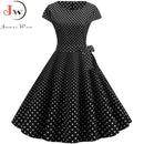 Women Summer Dresses Robe Vintage 1950s 60s Pin Up Big Swing Party Work Wear Rockabilly Dress White Polka Dot Vestidos