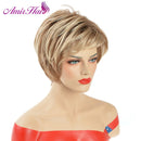 Amir Synthetic Pixie Cut Wigs Short Blonde Wig with Bangs for Women Brown Replacement Wig Straight Hair Wigs