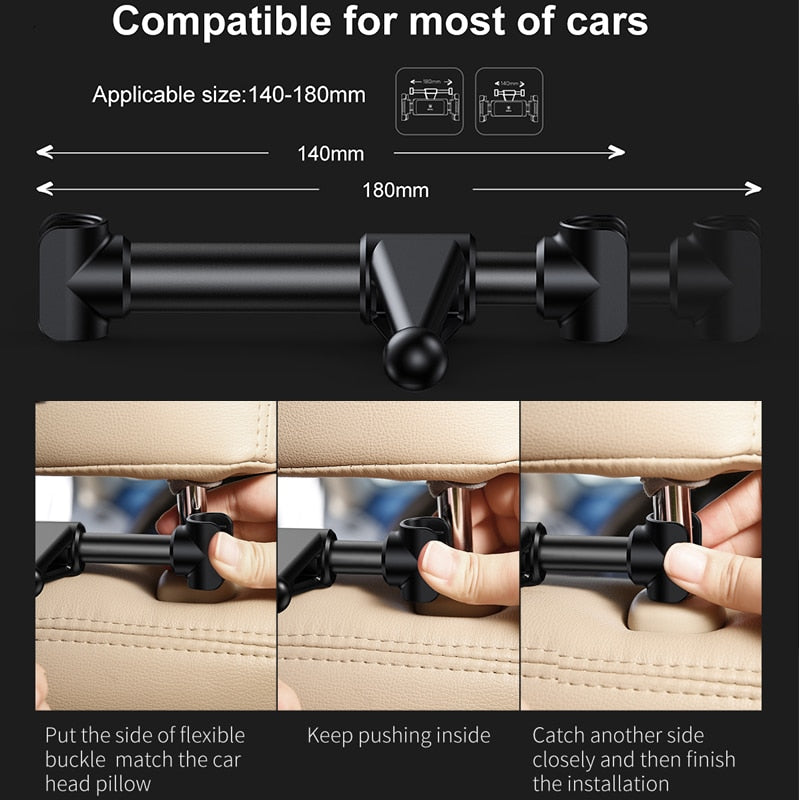 Baseus, soporte para teléfono para asiento trasero de coche, soporte para reposacabezas para almohadilla de 4,7-12,9 pulgadas, soporte para asiento trasero para almohadilla, soporte para reposacabezas para coche