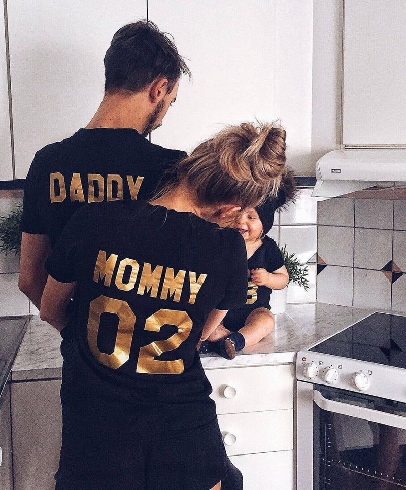 Family Matching Clothes 2021 Hot Sale Family Look Cotton T-shirt DADDY MOMMY KID BABY Funny Letter Print Number Tops Tees Summer