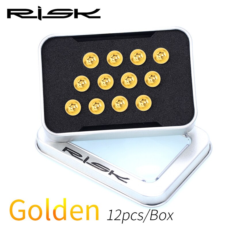 RISK 12 Uds M5 * 10MM bicicleta disco freno Rotor pernos de fijación TC4 titanio bicicleta MTB bicicleta ultraligero freno tornillo ciclismo accesorios