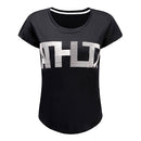 Black Breathable Yoga Shirts Loose Sports Fitness Short Sleeve T Shirt Ladies Running Quick Dry Tees Tops Clothing P184