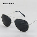 Gafas de sol YOOSKE Retro Pinhole para mujeres y hombres, gafas con agujeros pequeños, gafas para el cuidado de la visión, gafas Unisex para mejorar la vista