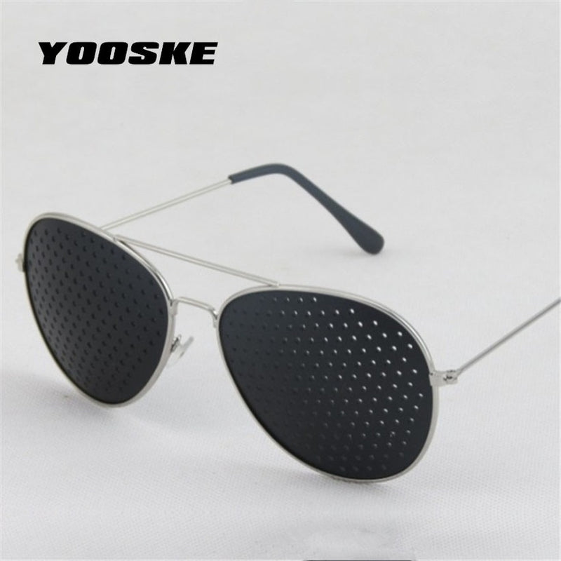 YOOSKE Retro Pinhole Sonnenbrille für Damen Herren Kleine Löcher Brillen Vision Care Brille Unisex Brille zur Verbesserung der Sehkraft