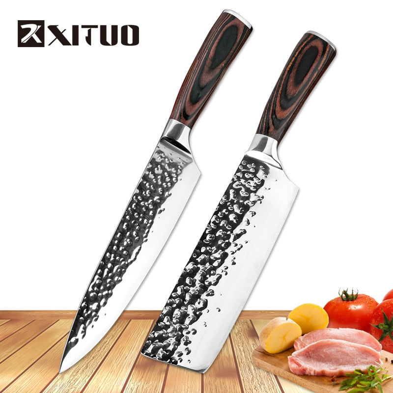 XITUO Kitchen Knife Chef 8 inch 7" Stainless Steel Knives Sushi Meat Santoku Japanese 7CR17 440C High Carbon Knife Cooking