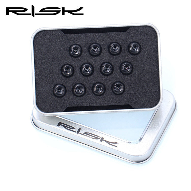 RISK 12 Uds M5 * 10MM bicicleta disco freno Rotor pernos de fijación TC4 titanio bicicleta MTB bicicleta ultraligero freno tornillo ciclismo accesorios