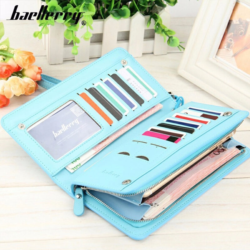 Baellerry Card holder Women Wallets Leather Long Design Quality Passport Cover Casual Women Purse Zipper Multi-function Wallet