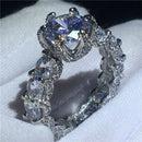 choucong Vintage Blumen Versprechen Fingerring 925 Sterlingsilber AAAAA Zirkonia Verlobungs Ehering für Damen Party Schmuck