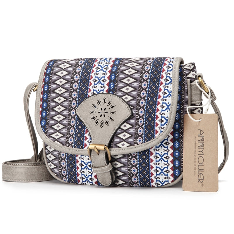 Annmouler Brand Design Damen Umhängetasche Vintage Aushöhlen Umhängetasche Pu-Leder Kleine Tasche Bohemian Style Messenger Bags