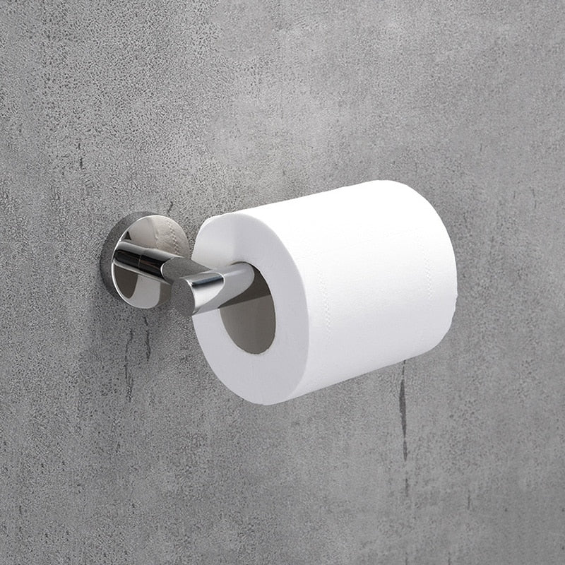 Shining Mirror Bathroom Hardware Set Round Towel Bar Toilet Paper Holder Towel Ring Robe Hook Stainless Steel DIY