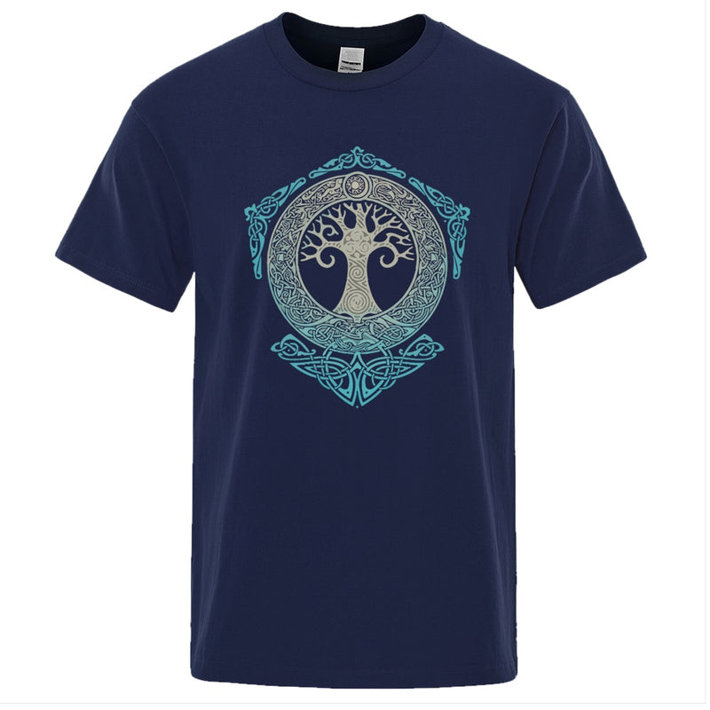 Yggdrasil T-Shirt Weltbaum Männer Tops Modemuster T-Shirt 2022 Sommer Marke T-Shirt Odin Aesir Nordische Mythologie Herren T-Shirt