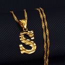 Anniyo A-Z Small Letters Necklaces Women/Girl Gold Color Initial Pendant Thin Chain English Letter Jewelry Alphabet Gift