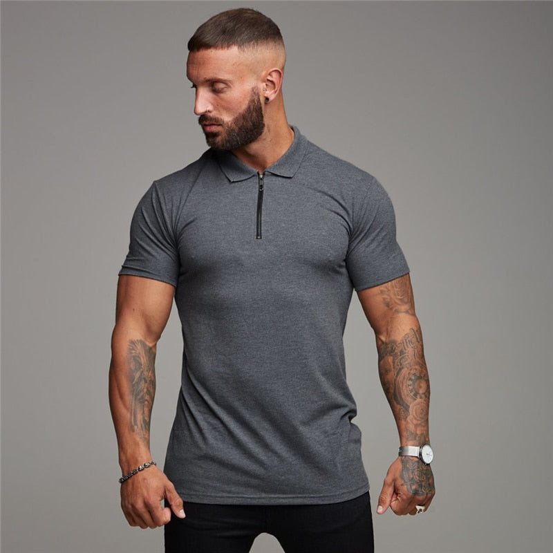 Herren Sommer Solid Polo Shirt Kurzarm Slim Fit Polos Mode Streetwear Tops Herren Baumwolle Fitness Sport Casual Golf Shirts