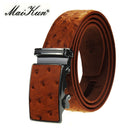 Maikun Luxus-Ledergürtel für Herren Original Design Straußenmaserung Automatische Schnalle Gürtel Ceinture Homme Cinto Masculino