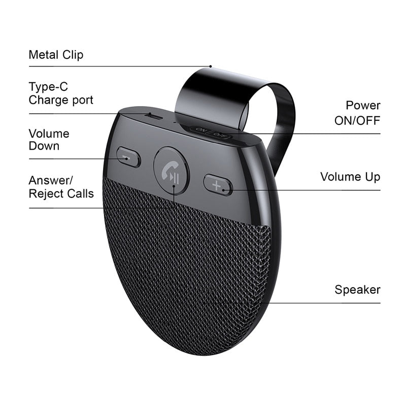 JaJaBor Bluetooth Car Kit Handsfree Bluetooth 5.0 Speakerphone Wireless MP3 Music Player with Microphone Auto Power On / Connect