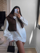 2022 Women Fashion Brown Cropped Vest Coat Female Stand Collar Zipper Waistcoat Ladies Casual Outerwear