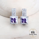 Purple Zirconia Women Bridal Jewelry Sets Silver 925 Fine Costume Jewellery Wedding Earrings Rings Bracelets Pendant Necklace