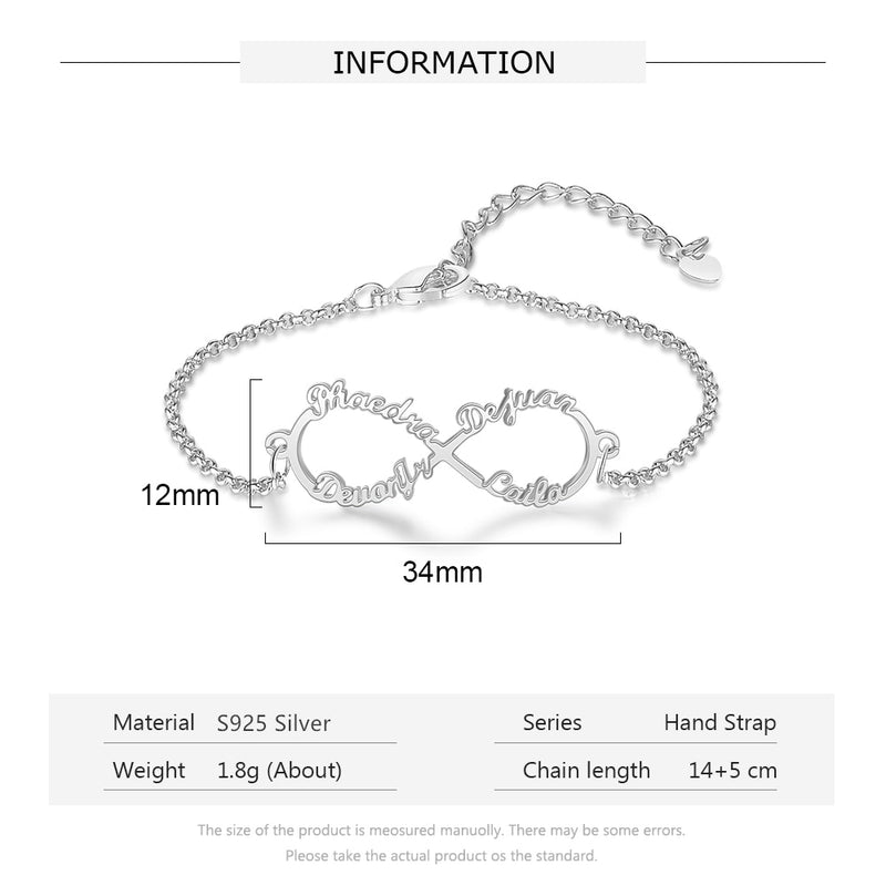 JewelOra 925 Sterling Silber Custom Name Infinity Armband Personalisierte Kinderarmbänder für Mädchen Kinder Silberschmuck Geschenke