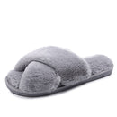 Winter Women House Slippers Cross Faux Fur Ins Fashion Warm Shoes New Indoor Warm Cotton Slippers Thickened Leak-Toe Fur Slides