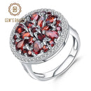GEM'S BALLET 11.65Ct Natural Red Garnet Gemstone Pendientes Anillo Set 925 Sterling Silver Round Jewelry Set Para Mujer Boda