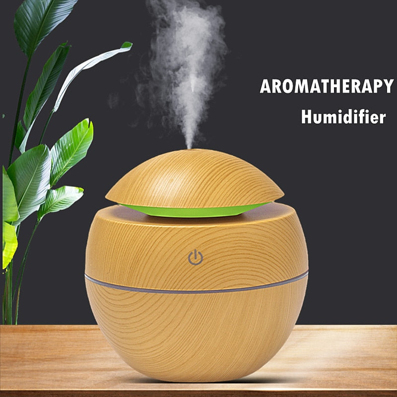 Mini Air Humidifier Ultrasonic USB Aroma Diffuser Wood Grain LED Night Light Electric Essential Oil Diffuser Aromatherapy Home