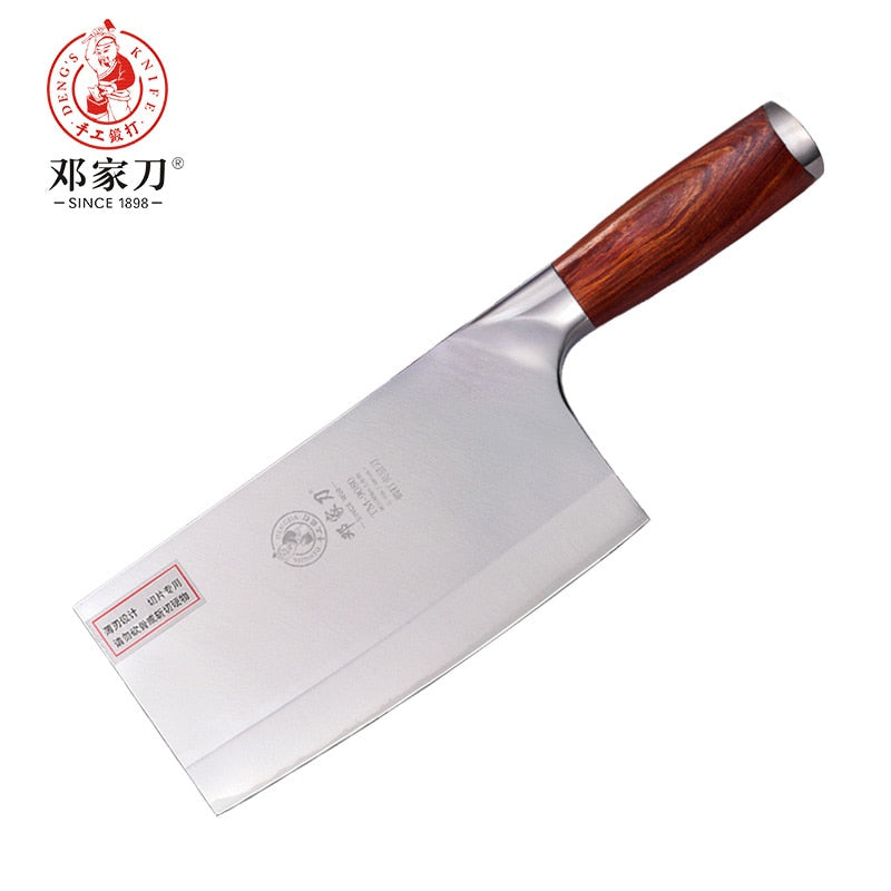 Cuchillo de Chef chino de alta calidad con mango de caoba de acero 9Cr18Mov DENGJIA, cuchillos de cocina inoxidables hechos a mano para verduras y carne