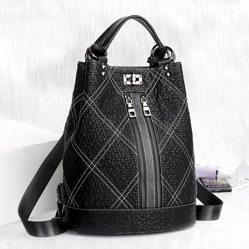 New Fashion Sequins Leather Laptop Backpack Women Female Personality Lock Anti Theft Bagpack Travel Mochila Feminina  Back Pack