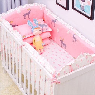 Parachoques de cuna de bebé de dibujos animados, 6 uds., juegos de cama para bebés, sábanas acolchadas para cuna de bebé, juego de ropa de cama de algodón personalizable para bebé