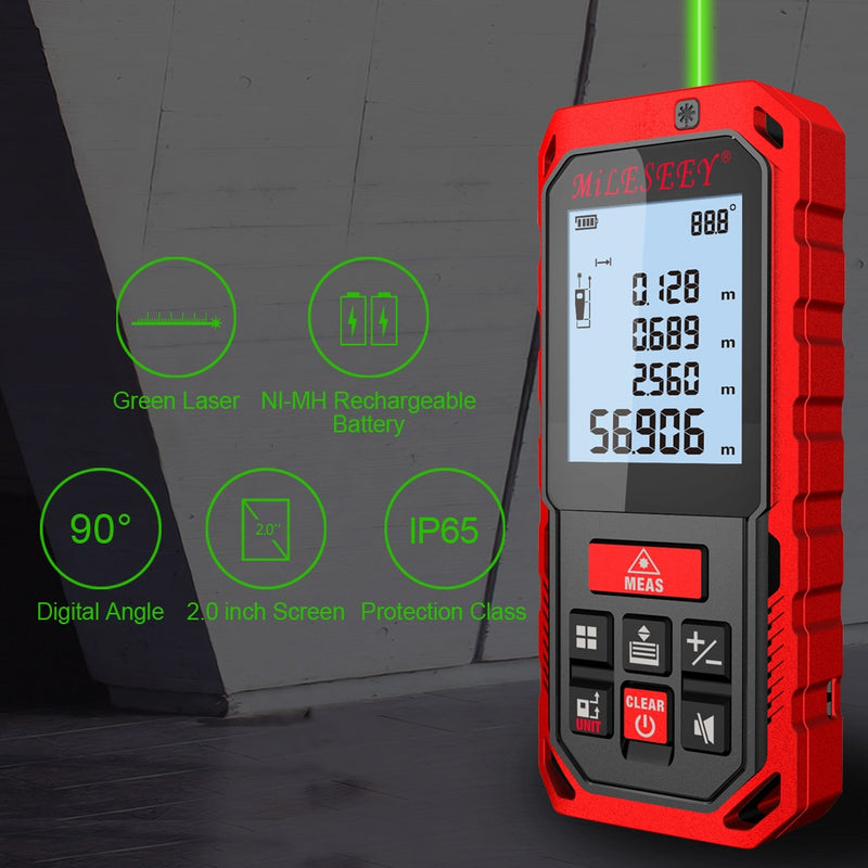 Mileseey laser distance meter electronic roulette laser digital tape rangefinder trena metro laser range finder  measuring tape
