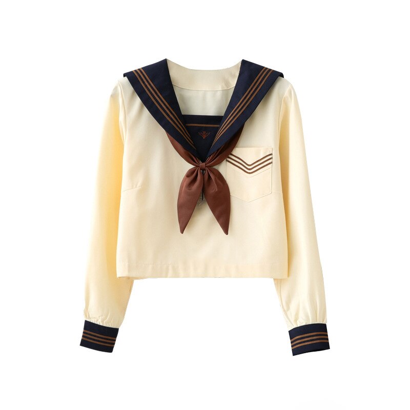 School girl Uniform Japanese Class Navy Sailor School Uniforms Students Clothes For Girls Anime COS Sailor Navy Suit beige