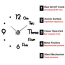 Reloj de pared grande 3D DIY, diseño moderno, pegatina de pared silenciosa, espejo acrílico, Relojes de pared autoadhesivos, decoración del hogar para sala de estar