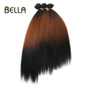 Mechones de pelo liso Yaki mechones Ombre pelo sintético 4 unids/pack 18-22 pulgadas 245g mechones con cierre BELLA extensiones de cabello tejido
