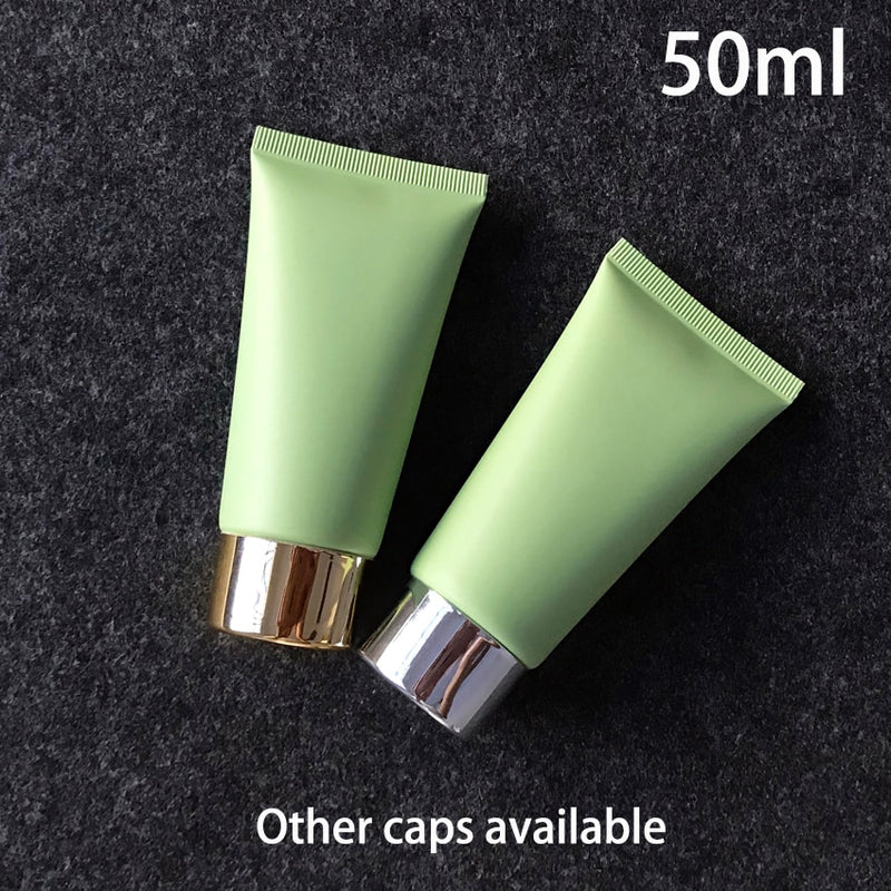 50 ml Frost Plastic Soft Bottle Matte Green 50 g Kosmetikcreme Gesichtsreiniger Behälter Zahnpasta Lotion Tube Kostenloser Versand