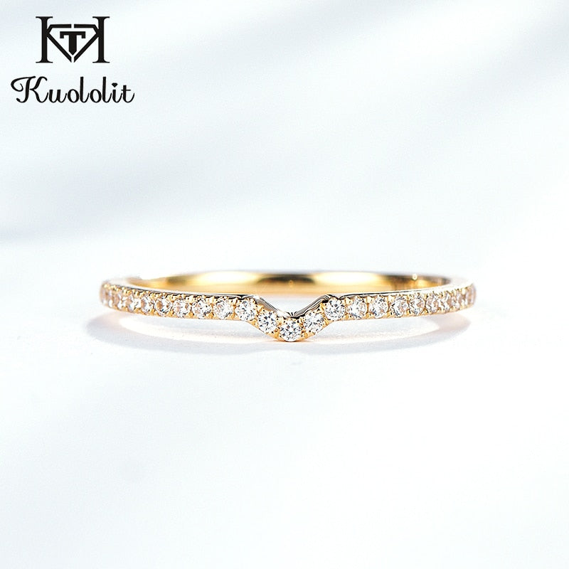 Kuololit 10K oro amarillo 100% anillos de piedras preciosas de moissanita Natural para mujer anillos de banda de eternidad hechos a mano joyería fina de compromiso