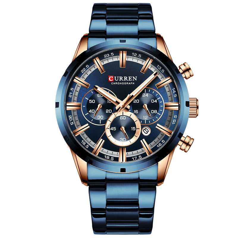 Reloj CURREN para hombre, marca superior, relojes deportivos de cuarzo de lujo para hombre, reloj de pulsera cronógrafo resistente al agua de acero completo, reloj Masculino