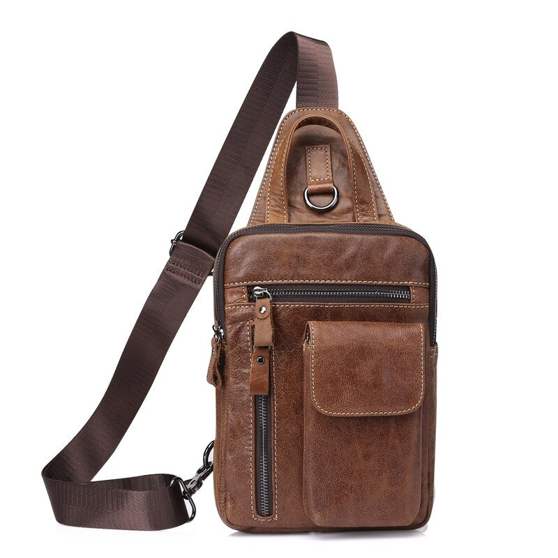 WESTAL genuine leather men's sling chest bag messenger bag men's shoulder bags travel daypack summer designer crossbody bags