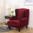 Wing back Chair Cover Velvet Spandex Stretch Slipcovers for office Chairs Stylish 2 Piece Set With Elastic Band