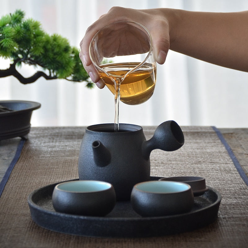 LUWU Kyusu-Teekannen aus Keramik, chinesische Kung-Fu-Teekannen, Trinkgeschirr, 270 ml