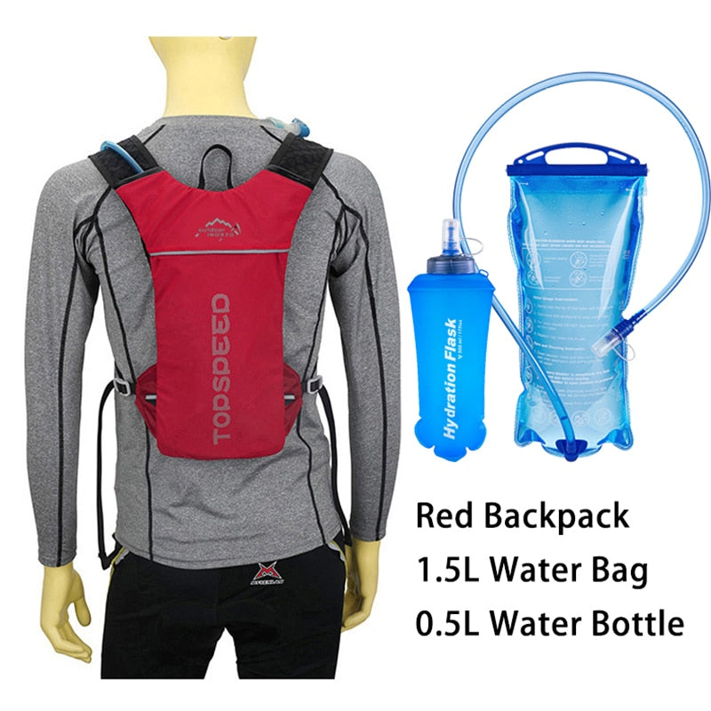 Ultra Lightweight Trail Running Backpack Outdoor Sport Cycling Hydration Vest Pack Rucksack Bag 1.5L Water Bag Bladder